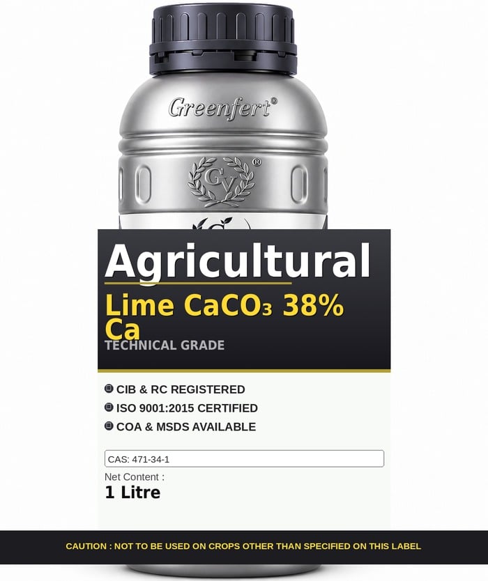 Agricultural Lime CaCO₃ 38% Ca — technical grade jar