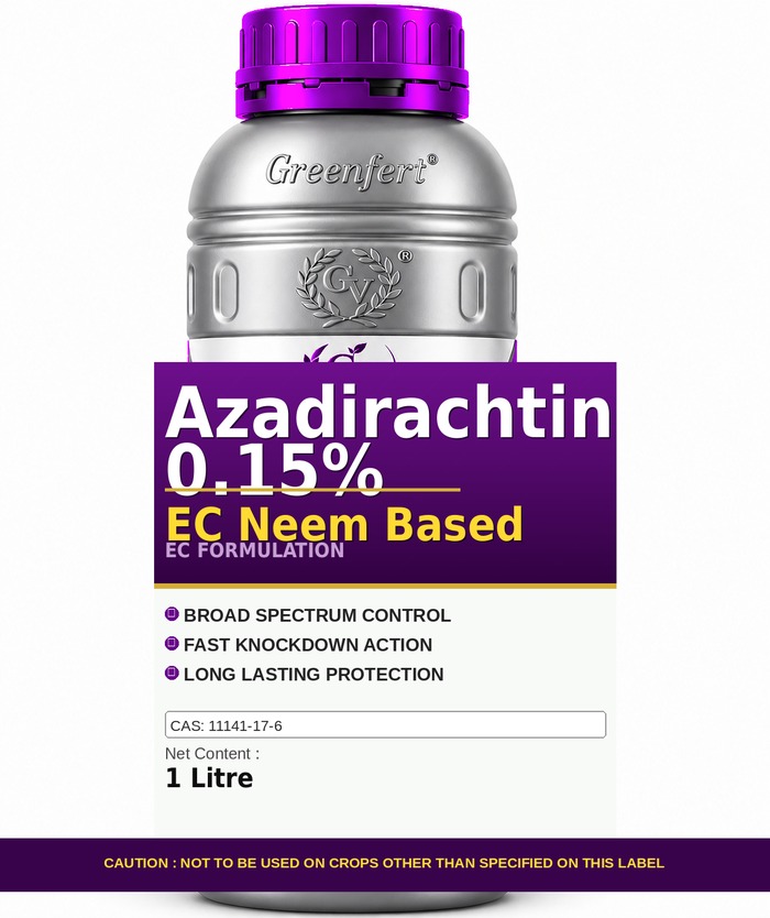 Azadirachtin 0.15% EC Neem Based — bottle packaging
