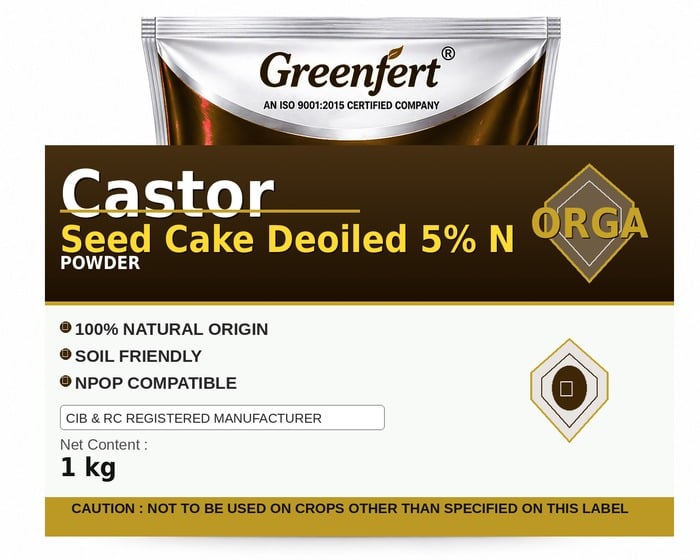 Greenfert Castor Seed Cake Deoiled 5% N — N packaging bag