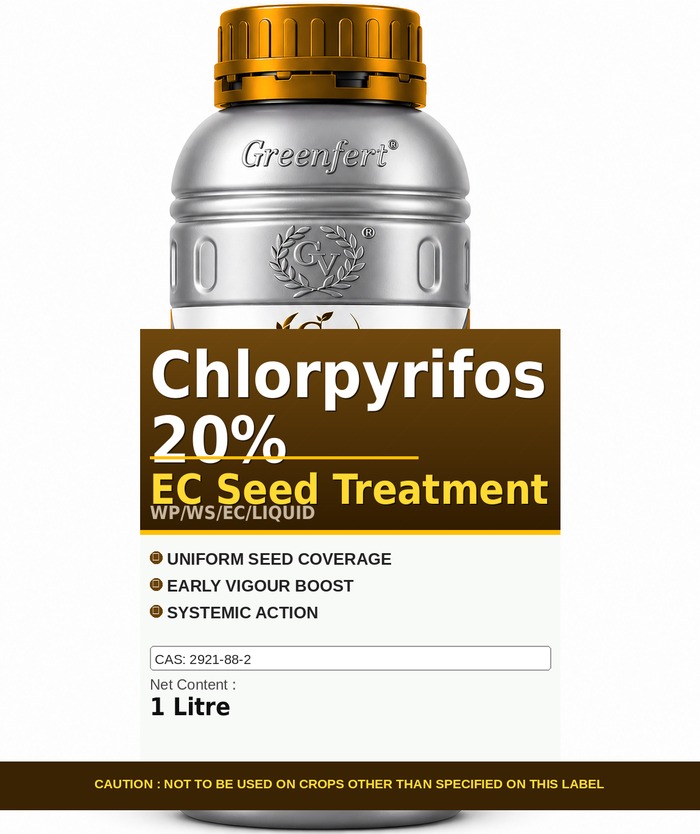 Greenfert Chlorpyrifos 20% EC Seed Treatment — TREATMENT packaging bag