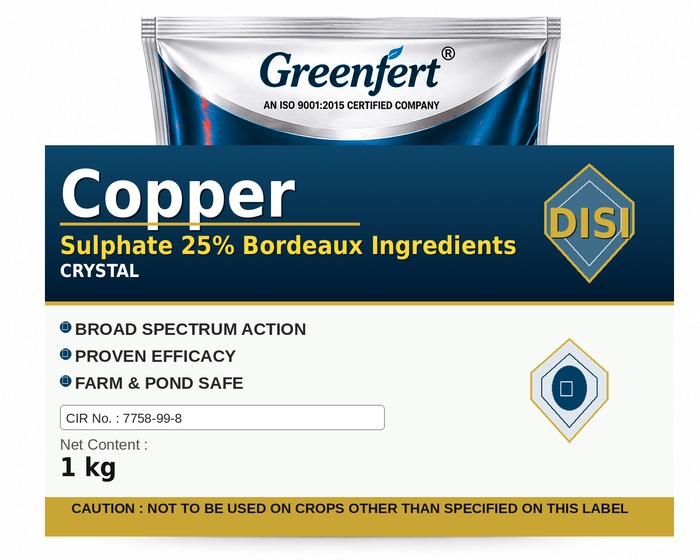 Copper Sulphate 25% Bordeaux Ingredients — INGREDIENTS packaging bag