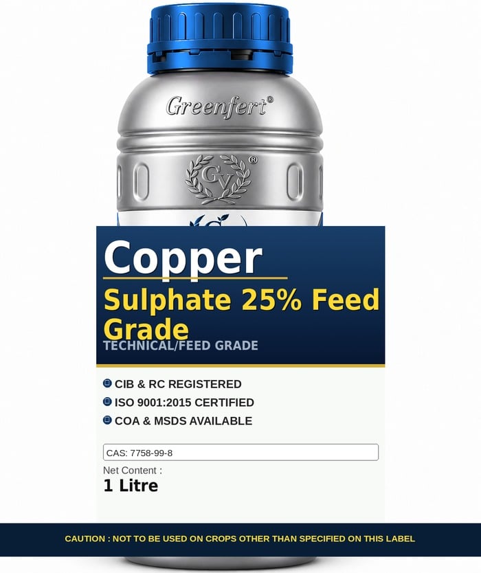 Greenfert Copper Sulphate 25% Feed Grade — technical grade jar