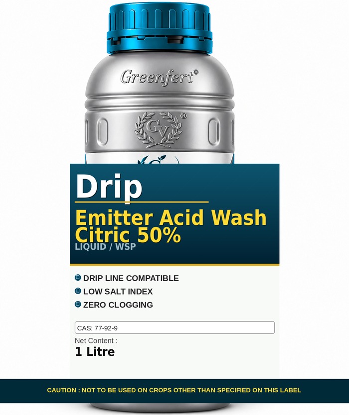 Greenfert Drip Emitter Acid Wash Citric 50% — 50 packaging bag