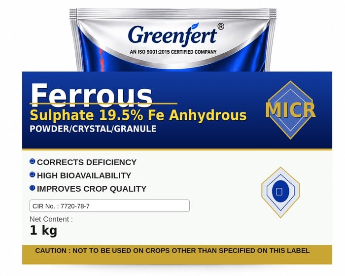 Greenfert Ferrous Sulphate 19.5% Fe — ANHYDROUS packaging bag
