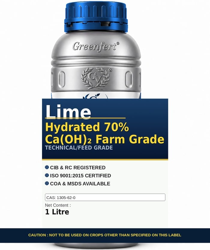 Greenfert Lime Hydrated 70% Ca(OH)₂ Farm Grade — technical grade jar