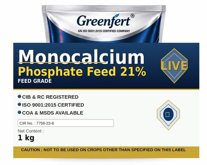 Greenfert Monocalcium Phosphate Feed 21% — bottle packaging