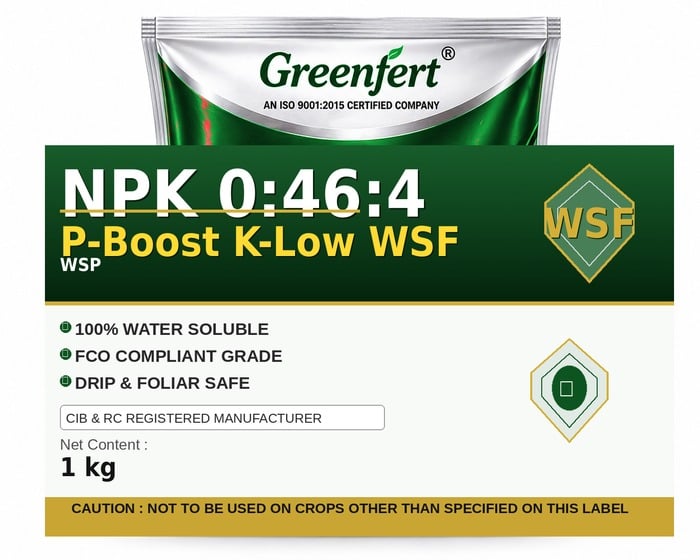 Greenfert NPK 0:46:4 P-Boost K-Low WSF — WSF packaging bag