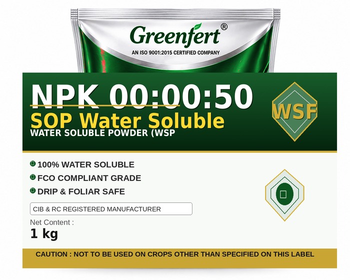 Greenfert NPK 00:00:50 SOP Water Soluble — SOLUBLE packaging bag