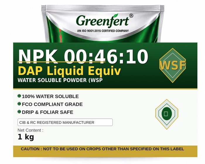 Greenfert NPK 00:46:10 DAP Liquid Equiv — EQUIV packaging bag