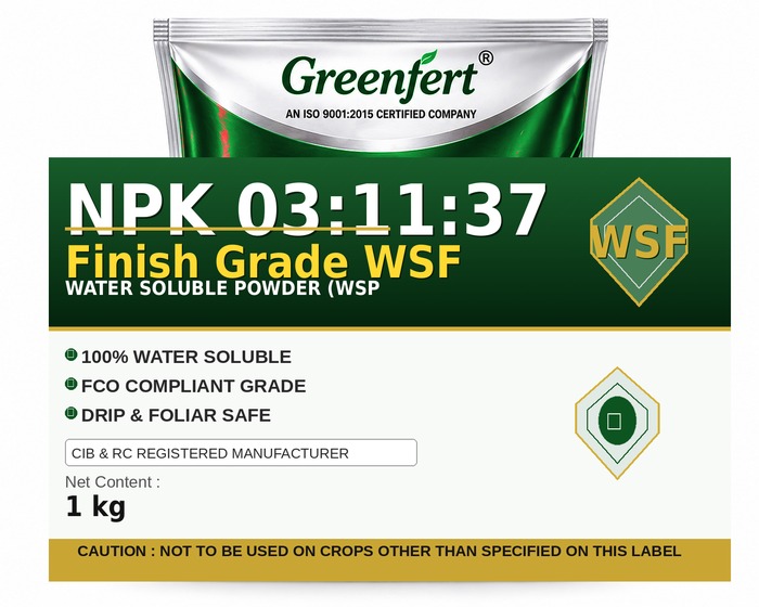Greenfert NPK 03:11:37 Finish Grade WSF — WSF packaging bag