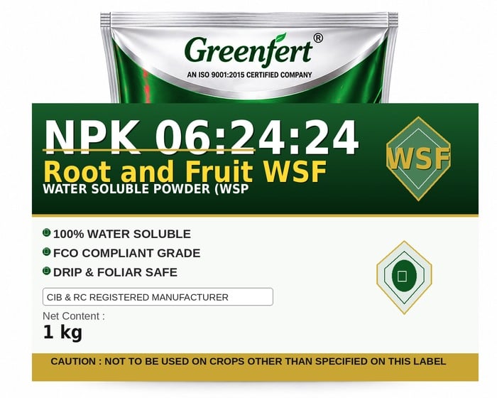 Greenfert NPK 06:24:24 Root and Fruit WSF — WSF packaging bag