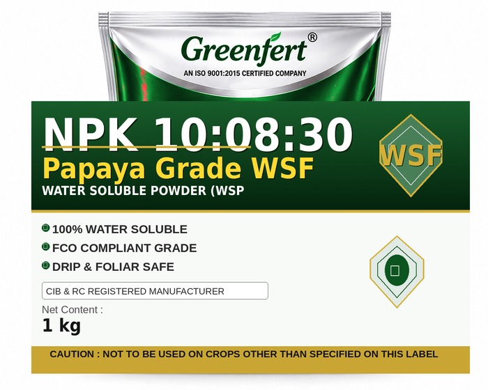 Greenfert NPK 10:08:30 Papaya Grade WSF — WSF packaging bag