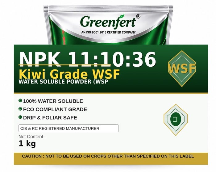 Greenfert NPK 11:10:36 Kiwi Grade WSF — WSF packaging bag