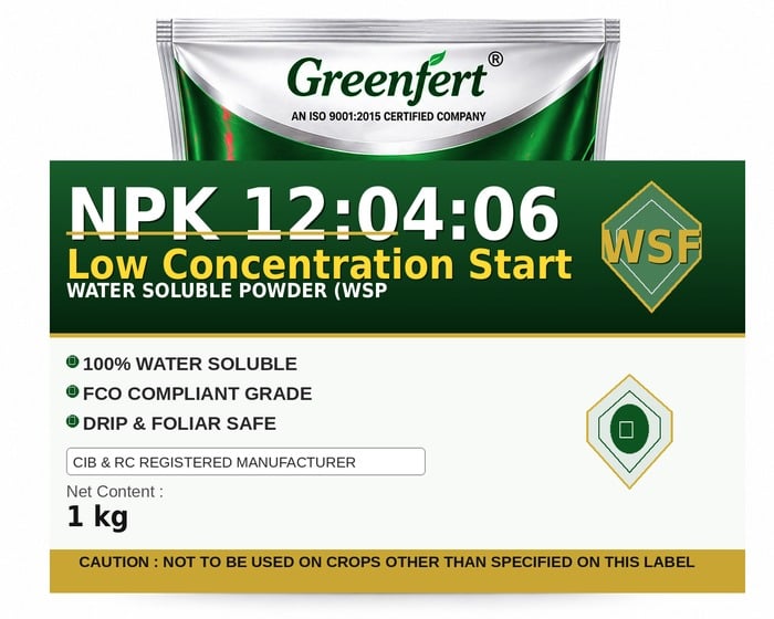 Greenfert NPK 12:04:06 Low Concentration Start — START packaging bag