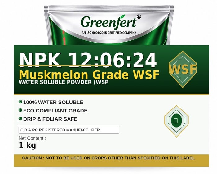 Greenfert NPK 12:06:24 Muskmelon Grade WSF — WSF packaging bag