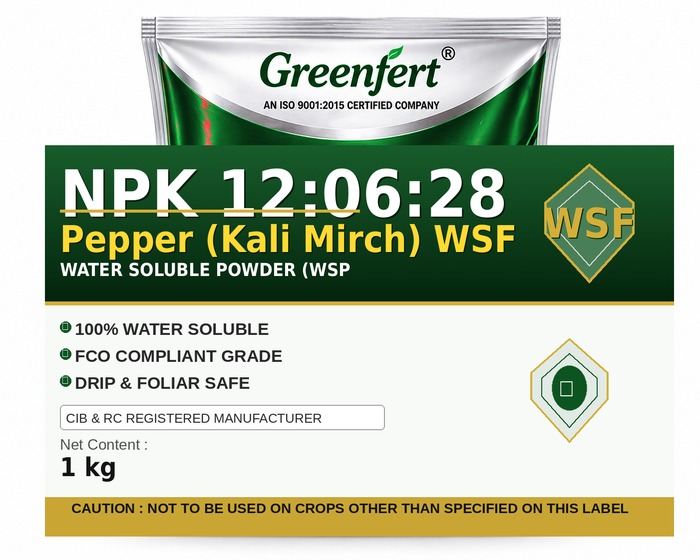 Greenfert NPK 12:06:28 Pepper (Kali Mirch) WSF — WSF packaging bag