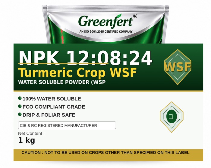 Greenfert NPK 12:08:24 Turmeric Crop WSF — WSF packaging bag