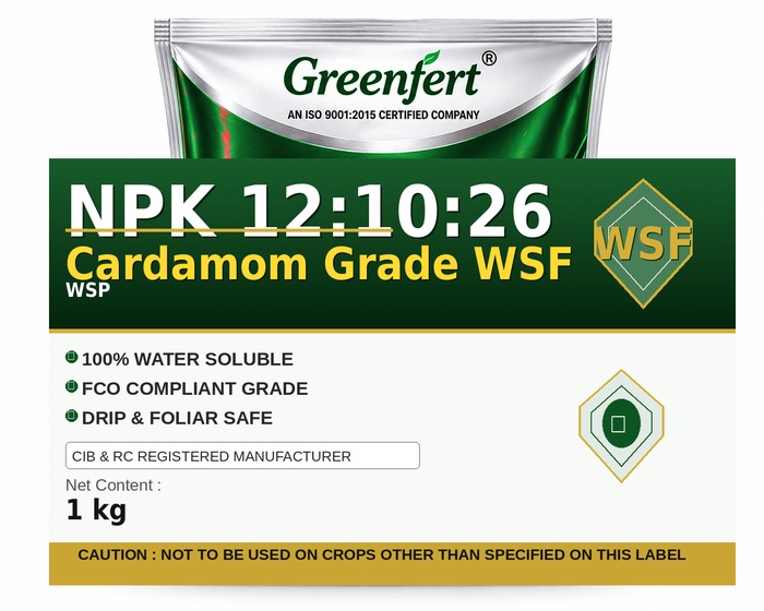 Greenfert NPK 12:10:26 Cardamom Grade WSF — WSF packaging bag