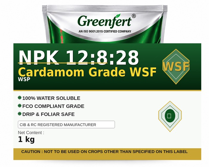 Greenfert NPK 12:8:28 Cardamom Grade WSF — WSF packaging bag