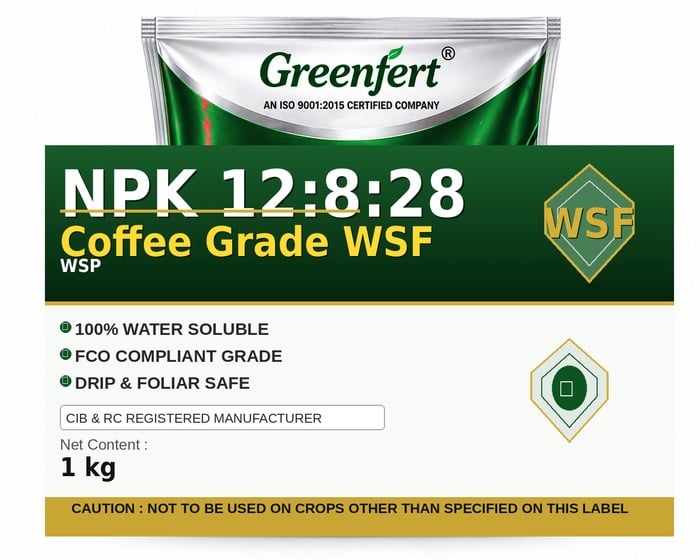 Greenfert NPK 12:8:28 Coffee Grade WSF — WSF packaging bag