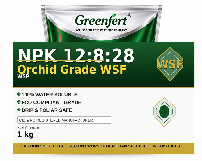 Greenfert NPK 12:8:28 Orchid Grade WSF — WSF packaging bag