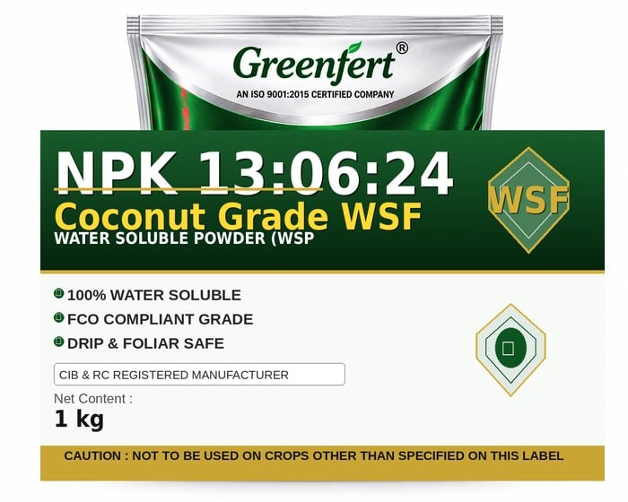 Greenfert NPK 13:06:24 Coconut Grade WSF — WSF packaging bag