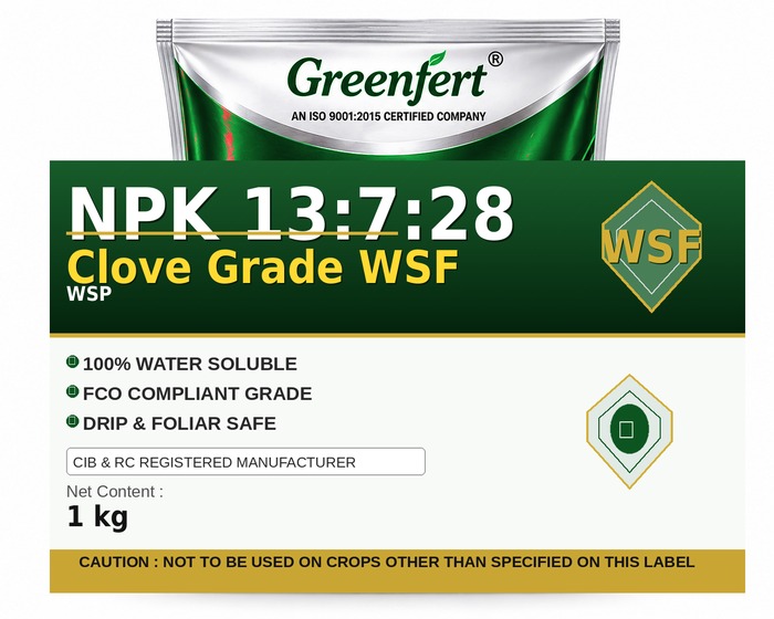 Greenfert NPK 13:7:28 Clove Grade WSF — WSF packaging bag