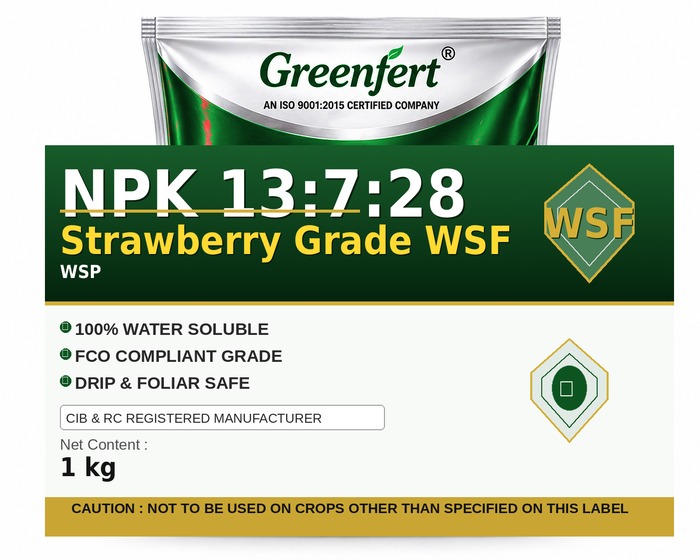 Greenfert NPK 13:7:28 Strawberry Grade WSF — WSF packaging bag