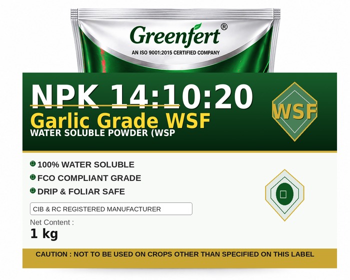 Greenfert NPK 14:10:20 Garlic Grade WSF — WSF packaging bag