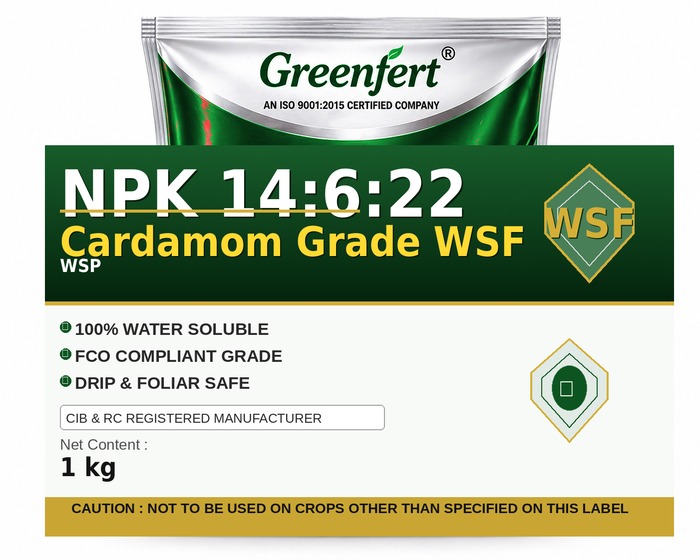 Greenfert NPK 14:6:22 Cardamom Grade WSF — WSF packaging bag