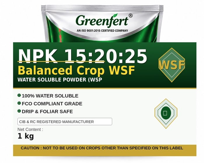 Greenfert NPK 15:20:25 Balanced Crop WSF — WSF packaging bag
