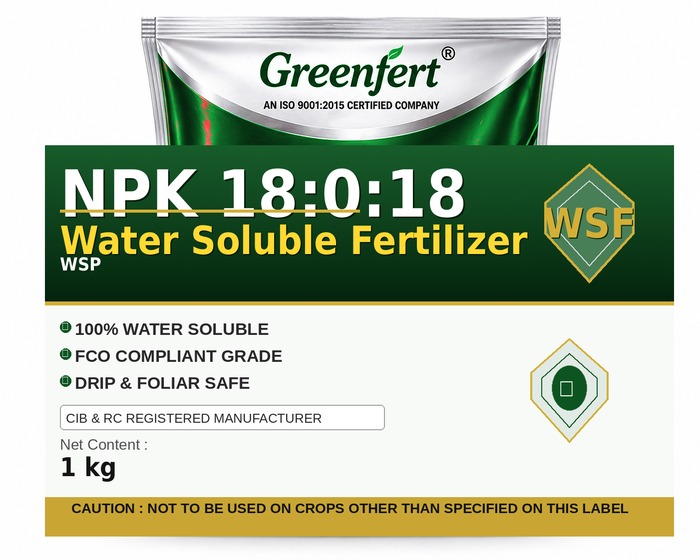 Greenfert NPK 18:0:18 Water Soluble Fertilizer — FERTILIZER packaging bag