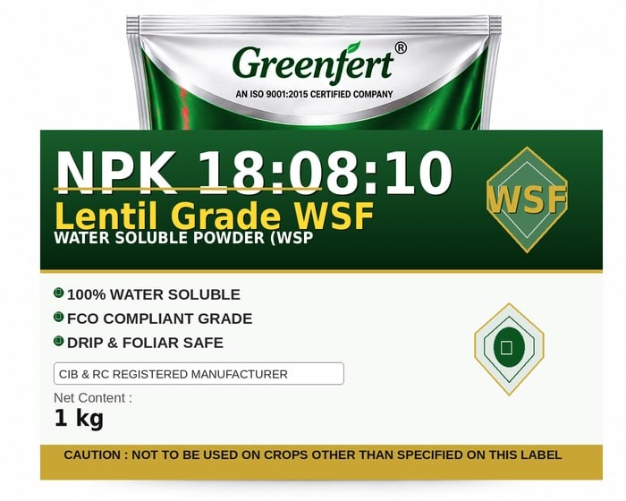 Greenfert NPK 18:08:10 Lentil Grade WSF — WSF packaging bag