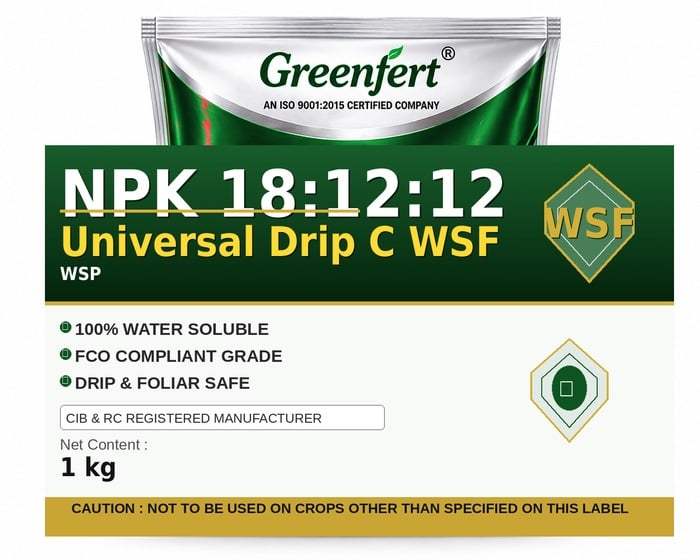 Greenfert NPK 18:12:12 Universal Drip C WSF — WSF packaging bag