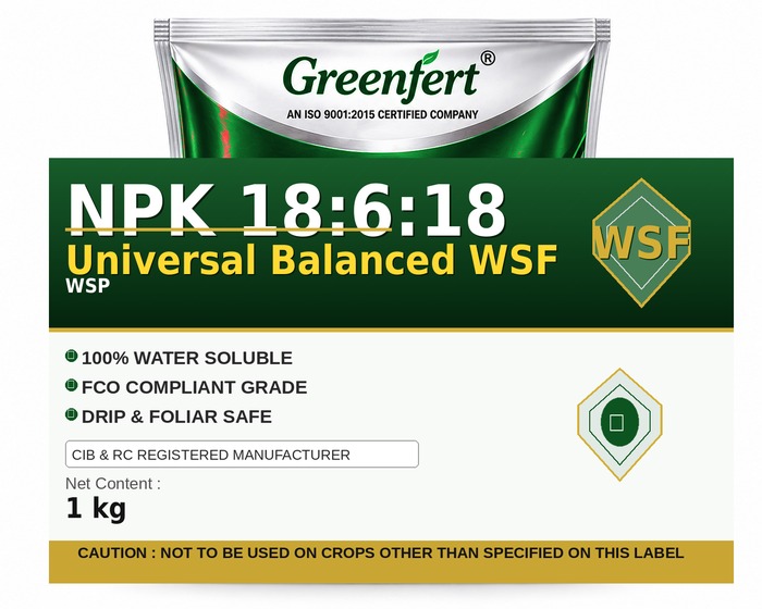 Greenfert NPK 18:6:18 Universal Balanced WSF — WSF packaging bag