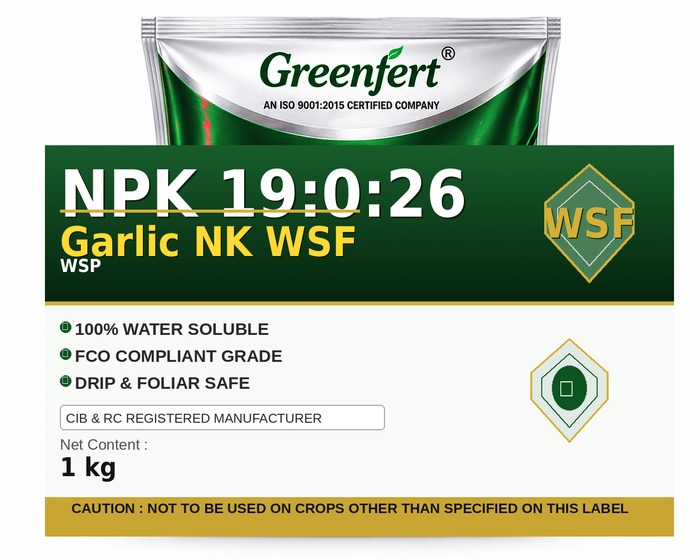 Greenfert NPK 19:0:26 Garlic NK WSF — WSF packaging bag