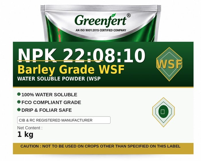 Greenfert NPK 22:08:10 Barley Grade WSF — WSF packaging bag