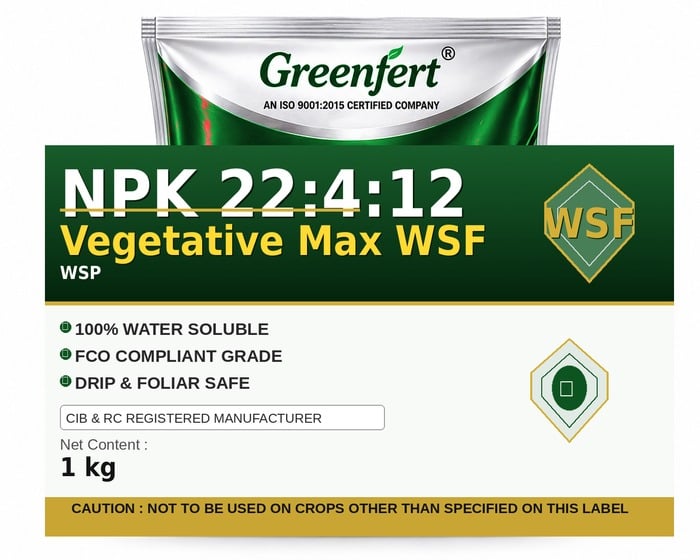 Greenfert NPK 22:4:12 Vegetative Max WSF — WSF packaging bag