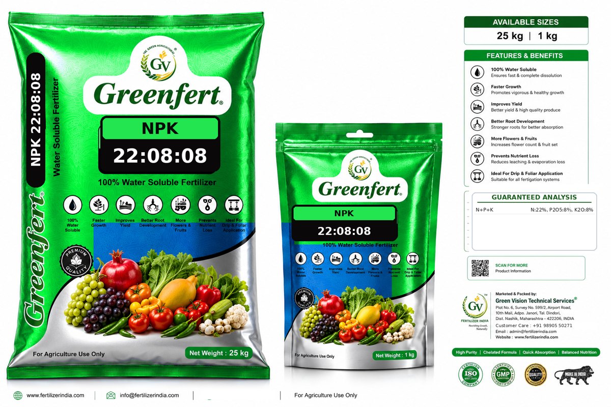 Greenfert NPK 22:8:8 Wheat N-Rich WSF packaging