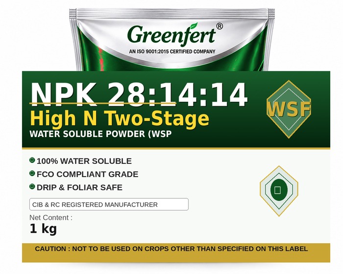 Greenfert NPK 28:14:14 High N Two-Stage — STAGE packaging bag