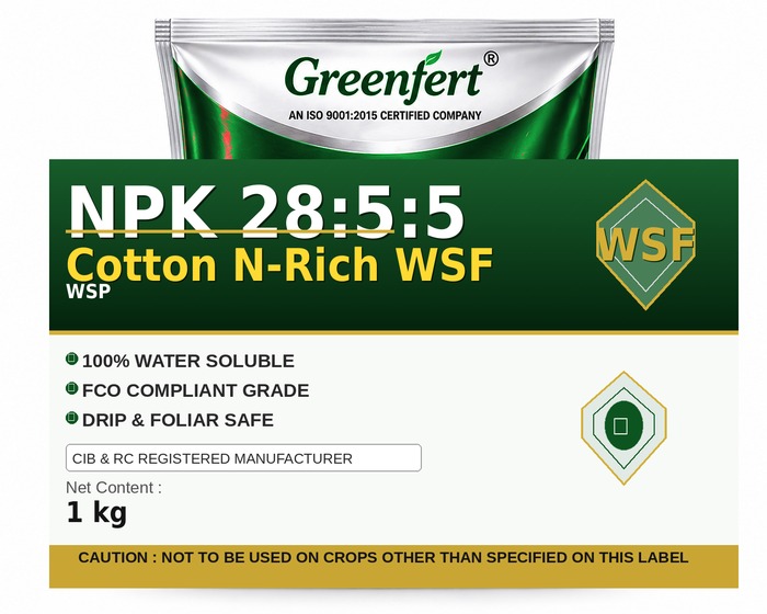 Greenfert NPK 28:5:5 Cotton N-Rich WSF — WSF packaging bag