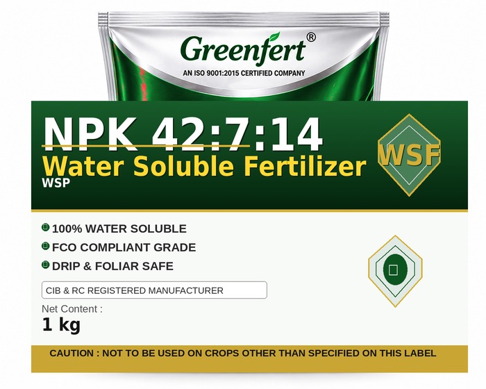 Greenfert NPK 42:7:14 Water Soluble Fertilizer — FERTILIZER packaging bag