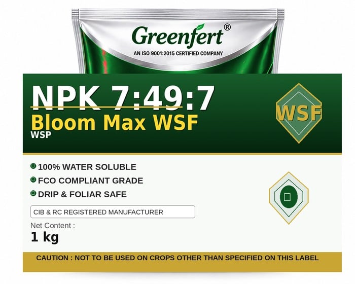 Greenfert NPK 7:49:7 Bloom Max WSF — WSF packaging bag