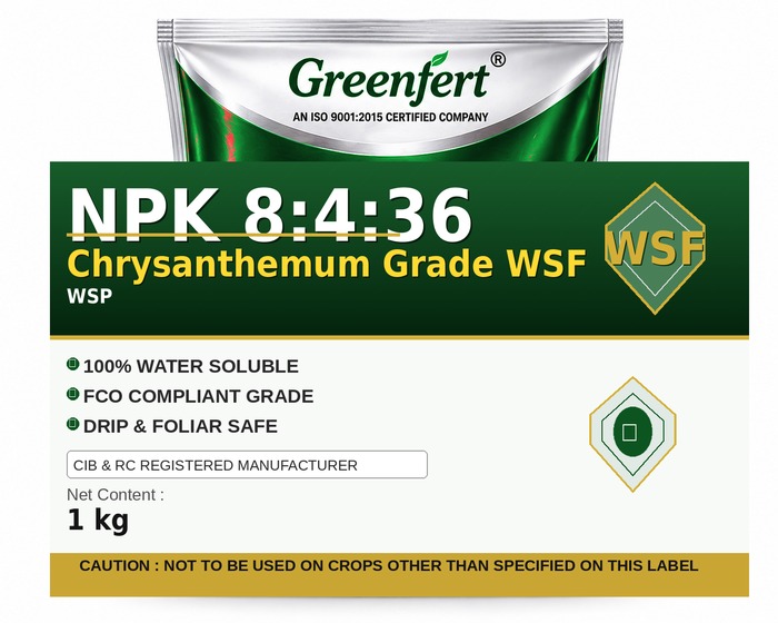 Greenfert NPK 8:4:36 Chrysanthemum Grade WSF — WSF packaging bag