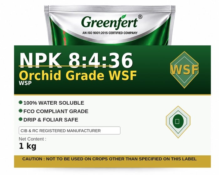 Greenfert NPK 8:4:36 Orchid Grade WSF — WSF packaging bag