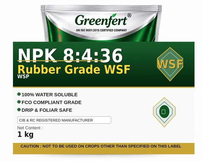 Greenfert NPK 8:4:36 Rubber Grade WSF — WSF packaging bag