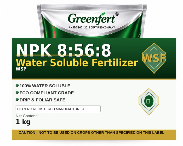 Greenfert NPK 8:56:8 Water Soluble Fertilizer — FERTILIZER packaging bag