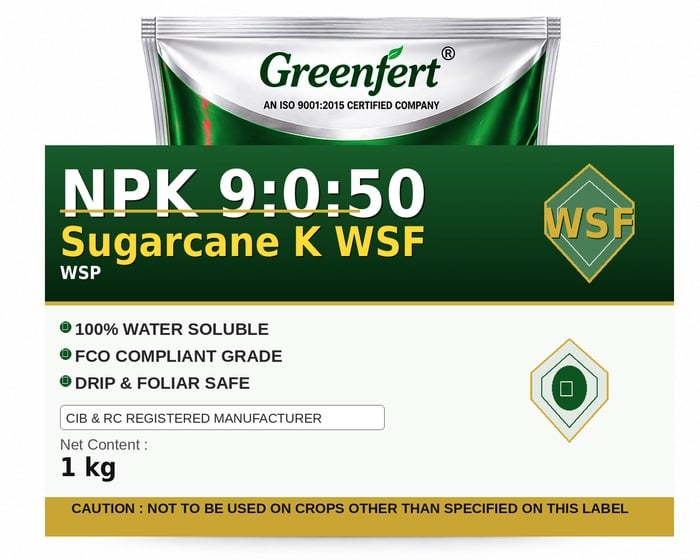 Greenfert NPK 9:0:50 Sugarcane K WSF — WSF packaging bag