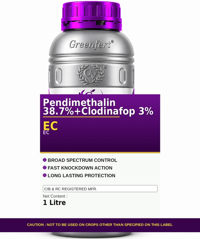 Pendimethalin 38.7%+Clodinafop 3% EC — bottle packaging