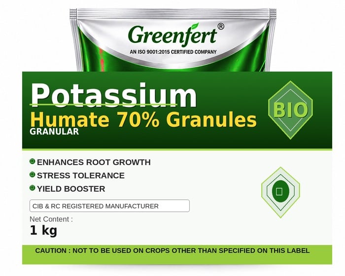 Greenfert Potassium Humate 70% Granules — bottle packaging